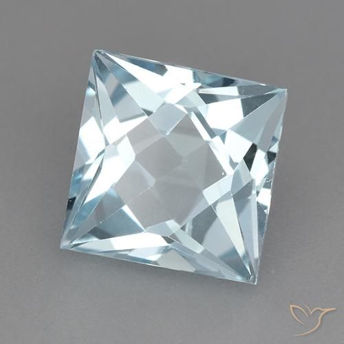 3.23 ct Blue Topaz Stone, Natural Topaz in Princess-Cut Shape for Sale