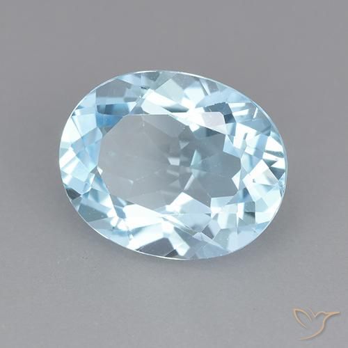 3.12 ct Blue Topaz Stone, Natural Topaz in Oval Facet Shape for Sale