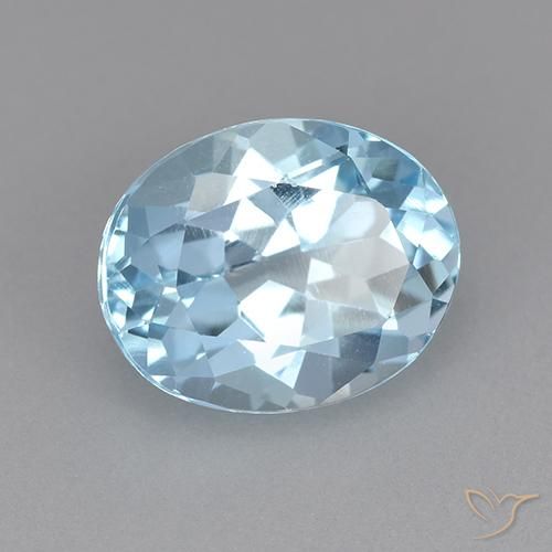 3.44 ct Blue Topaz Stone, Natural Topaz in Oval Facet Shape for Sale