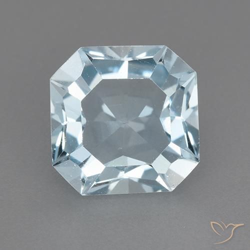 3.13 ct Blue Topaz Gemstone, Topaz Gem in Octagon Step Cut Shape for Sale.