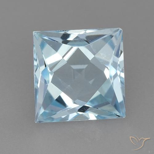 3.25ct Natural Sky Blue Topaz, Square, VVS-VS