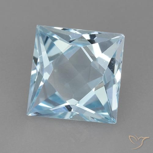 3.25 ct Blue Topaz Stone, Natural Topaz in Princess-Cut Shape for Sale