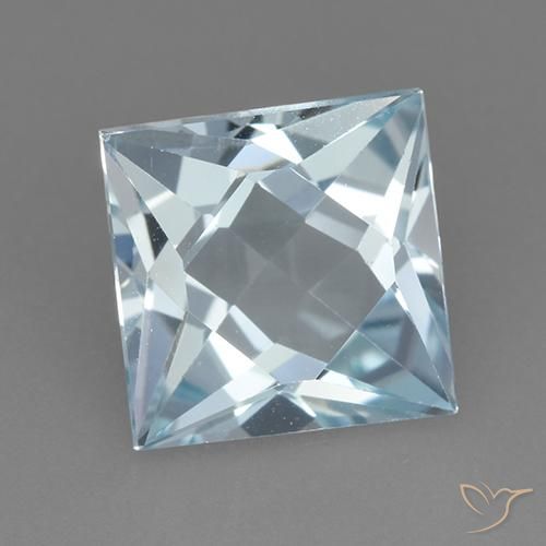 3.32 ct Blue Topaz Stone, Natural Topaz in Princess-Cut Shape for Sale
