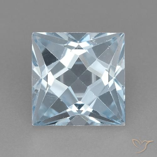 3.25ct Natural Sky Blue Topaz, Square, VVS-VS