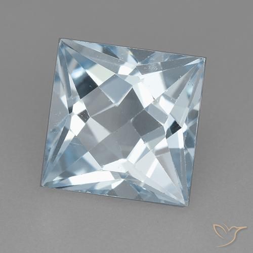 3.25 ct Blue Topaz Stone, Natural Topaz in Princess-Cut Shape for Sale