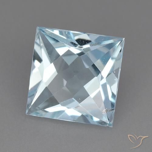 2.76 ct Blue Topaz Stone, Natural Topaz in Princess-Cut Shape for Sale