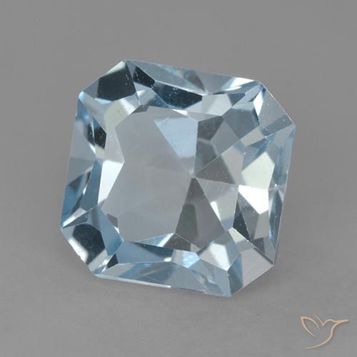 3.06 ct Blue Topaz Stone, Natural Topaz in Octagon Step Cut Shape for Sale