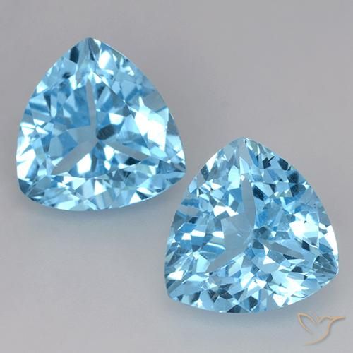 7.96 ct Loose Sky Blue Topaz, 10.1 x 9.7 mm Trillion Cut From Brazil, Photo A