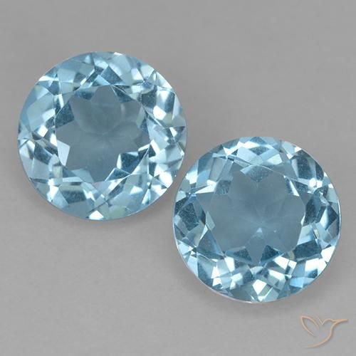 4.16 ct Loose Swiss Blue Topaz, 8.1 mm Round Cut From Brazil, Photo A