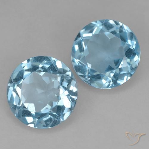 4.16 ctw Blue Topaz Stones, Natural Topaz in Round Facet Shape for Sale