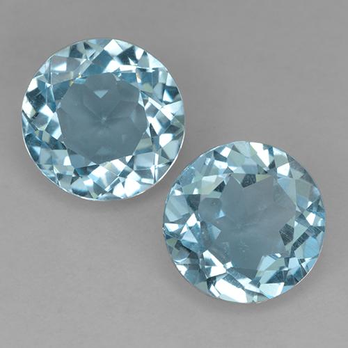 Blue Topaz 2 Carat (2 pcs) Round from Brazil Gemstones