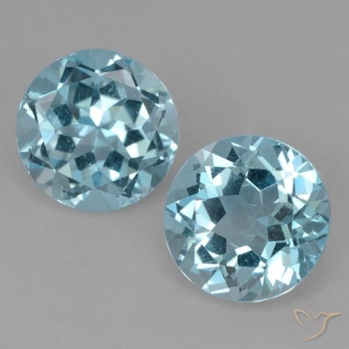 4.51 ct Loose Sky Blue Topaz, 8.2 mm Round Cut From Brazil, Photo A