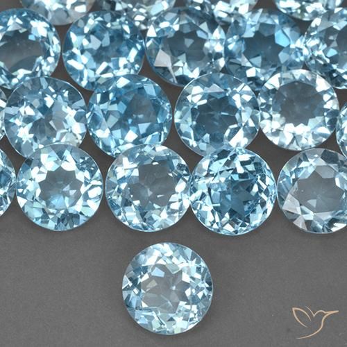 42.89 ctw Blue Topaz Stones, Natural Topaz in Round Facet Shape for Sale