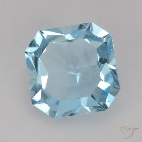 4.11 ct Blue Topaz Stone, Natural Topaz in Octagon Step Cut Shape for Sale