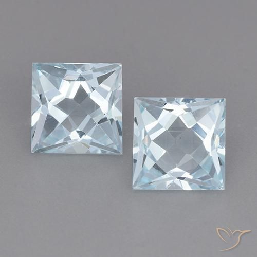 4.18 ct Sky Blue Topaz, 7.1 x 7 mm Princess Cut From Brazil, Photo A