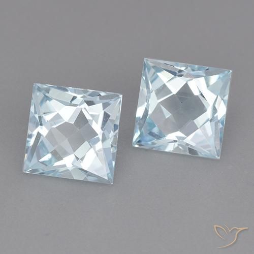4.18 ctw Blue Topaz Stones, Natural Topaz in Princess-Cut Shape for Sale