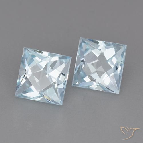 3.98 ctw Blue Topaz Stones, Natural Topaz in Princess-Cut Shape for Sale