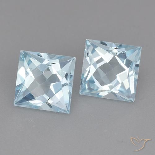 4.31 ctw Blue Topaz Stones, Natural Topaz in Princess-Cut Shape for Sale