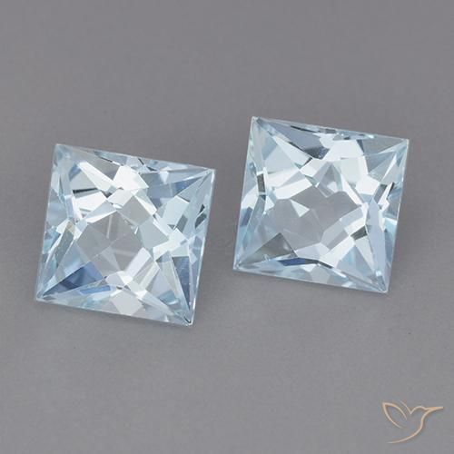 4.06 ctw Blue Topaz Stones, Natural Topaz in Princess-Cut Shape for Sale