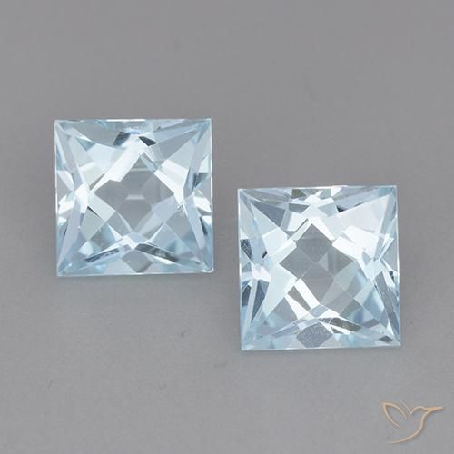 4.01 ct Sky Blue Topaz, 6.9 x 6.9 mm Princess Cut From Brazil, Photo A