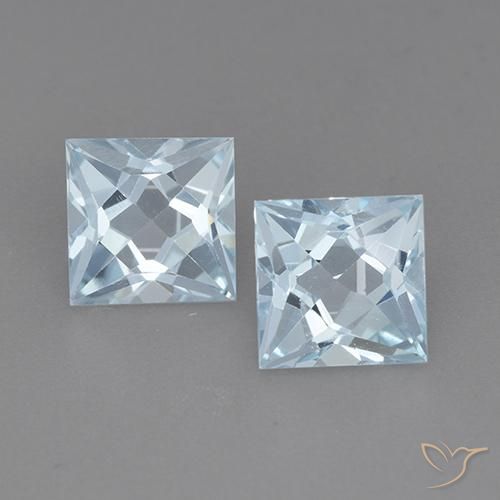 4.16 ct Loose Sky Blue Topaz, 7 x 7 mm Princess Cut From Brazil, Photo A