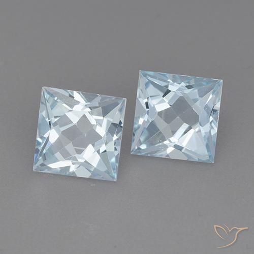 4.16 ctw Blue Topaz Stones, Natural Topaz in Princess-Cut Shape for Sale