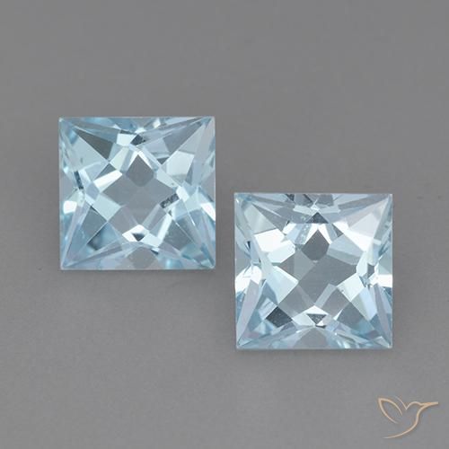4.44 ct Loose Sky Blue Topaz, 7.1 x 7.1 mm Princess Cut From Brazil, Photo A