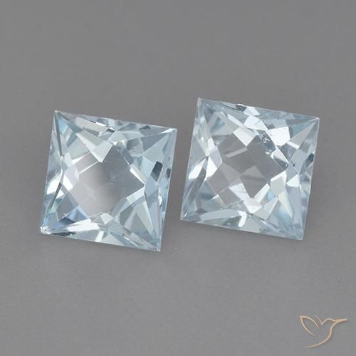 4.09 ctw Blue Topaz Stones, Natural Topaz in Princess-Cut Shape for Sale