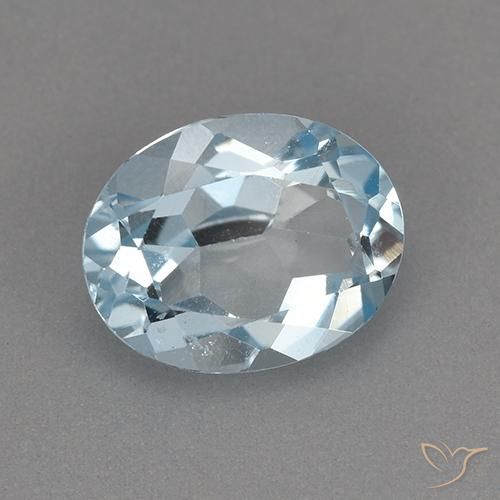 2.11 ct Blue Topaz Stone, Natural Topaz in Oval Facet Shape for Sale