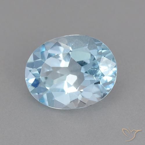 2.20 ct Blue Topaz Stone, Natural Topaz in Oval Facet Shape for Sale