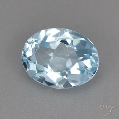 2.25 ct Blue Topaz Stone, Natural Topaz in Oval Facet Shape for Sale