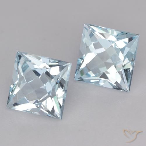 4.28 ctw Blue Topaz Stones, Natural Topaz in Princess-Cut Shape for Sale