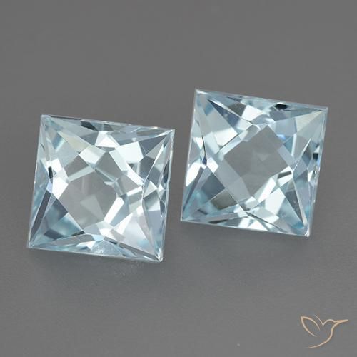 4.24 ctw Blue Topaz Stones, Natural Topaz in Princess-Cut Shape for Sale