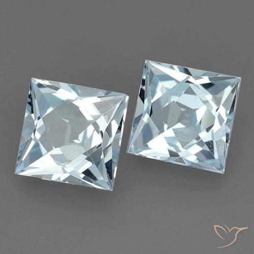 4.08 ctw Blue Topaz Stones, Natural Topaz in Princess-Cut Shape for Sale