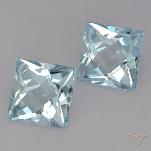 4.21 ctw Blue Topaz Stones, Natural Topaz in Princess-Cut Shape for Sale