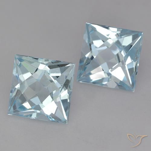 4.29 ctw Blue Topaz Stones, Natural Topaz in Princess-Cut Shape for Sale