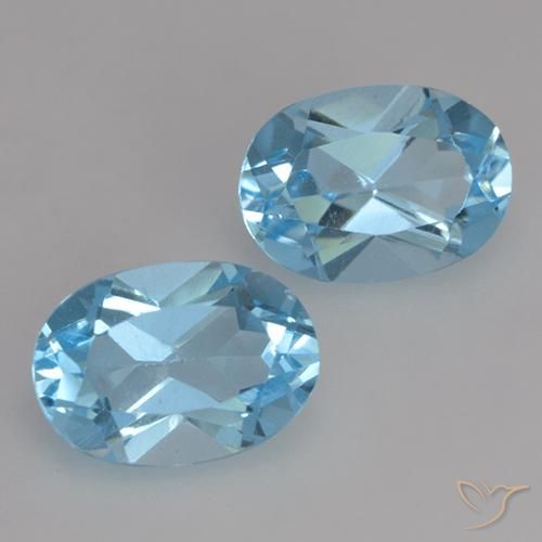 1.95 ctw Blue Topaz Stones, Natural Topaz in Oval Facet Shape for Sale