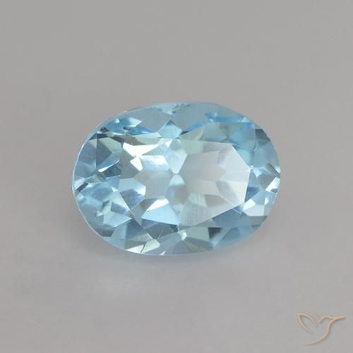 1.19 ct Blue Topaz Stone, Natural Topaz in Oval Facet Shape for Sale