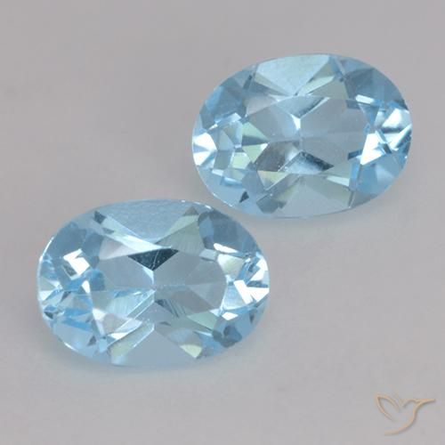 1.94 ctw Blue Topaz Stones, Natural Topaz in Oval Facet Shape for Sale
