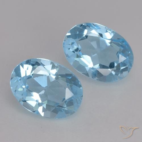 2.13 ctw Blue Topaz Stones, Natural Topaz in Oval Facet Shape for Sale