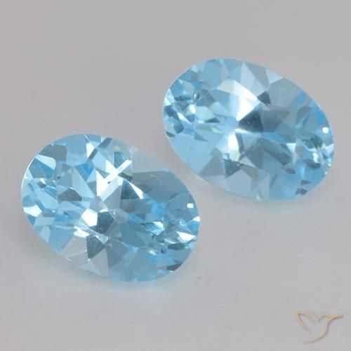 2.17 ctw Blue Topaz Stones, Natural Topaz in Oval Facet Shape for Sale