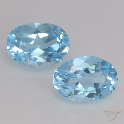 2.09 ct Loose Swiss Blue Topaz, 7.3 x 5.1 mm Oval Cut From Brazil, Photo A