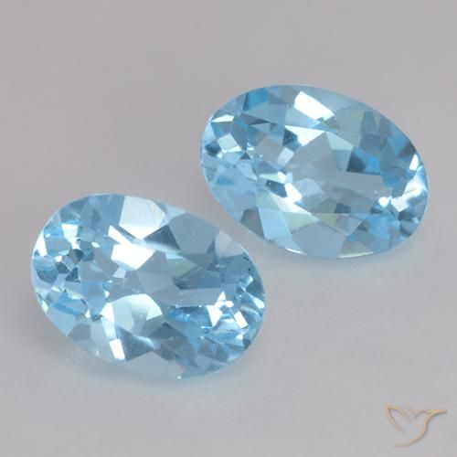 2.09 ctw Blue Topaz Stones, Natural Topaz in Oval Facet Shape for Sale