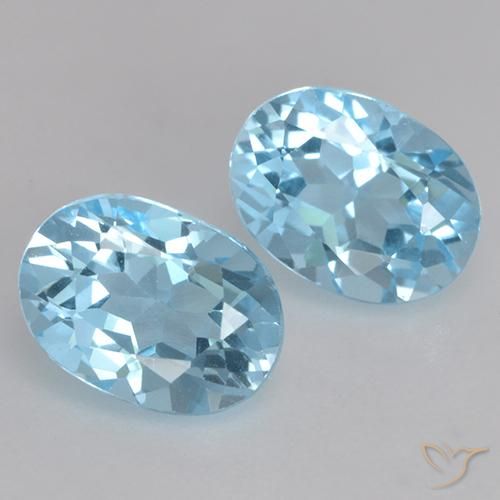 2.47 ctw Blue Topaz Stones, Natural Topaz in Oval Facet Shape for Sale