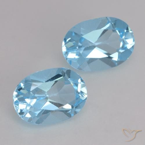 1.90 ctw Blue Topaz Stones, Natural Topaz in Oval Facet Shape for Sale