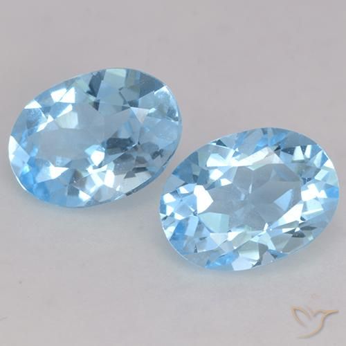 2.12 ct Loose Swiss Blue Topaz, 7.3 x 5.4 mm Oval Cut From Brazil, Photo A