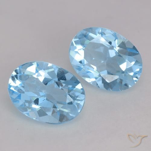 2.12 ctw Blue Topaz Stones, Natural Topaz in Oval Facet Shape for Sale