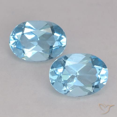 1.88 ct Loose Swiss Blue Topaz, 7 x 5.1 mm Oval Cut From Brazil, Photo A
