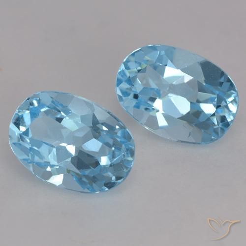 2.29 ctw Blue Topaz Stones, Natural Topaz in Oval Facet Shape for Sale