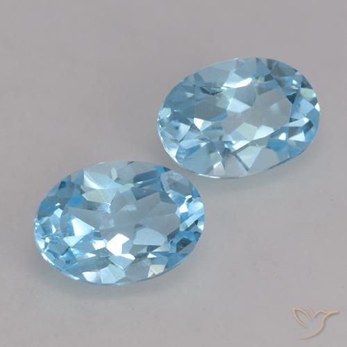 1.97 ctw Blue Topaz Stones, Natural Topaz in Oval Facet Shape for Sale
